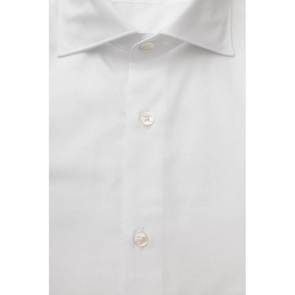 Camisa elegante de algodón blanco con cuello francés de Bagutta