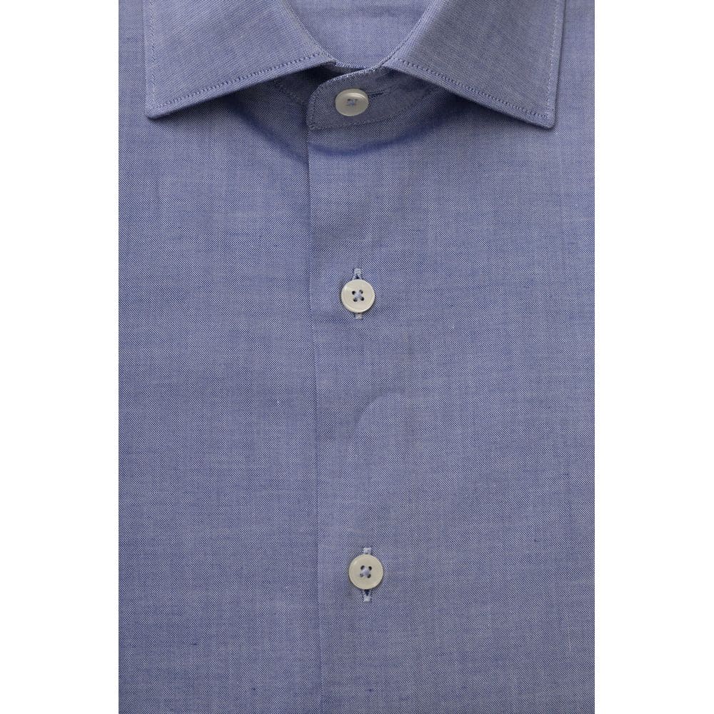 Camisa elegante de algodón azul claro con cuello francés de Bagutta