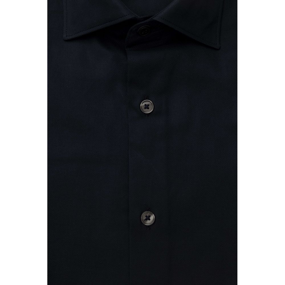 Chemise à col français en coton bleu élégant Bagutta