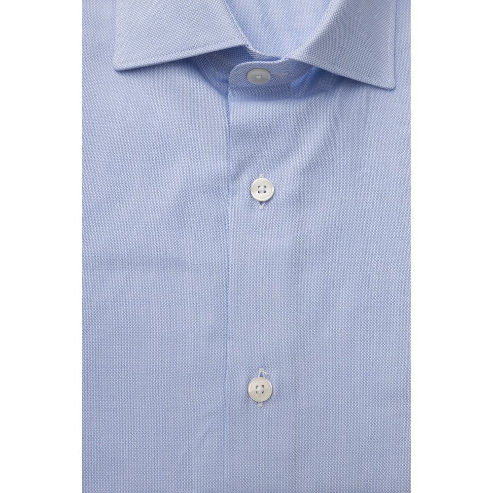 Camisa elegante de cuello francés de corte medio en azul claro de Bagutta