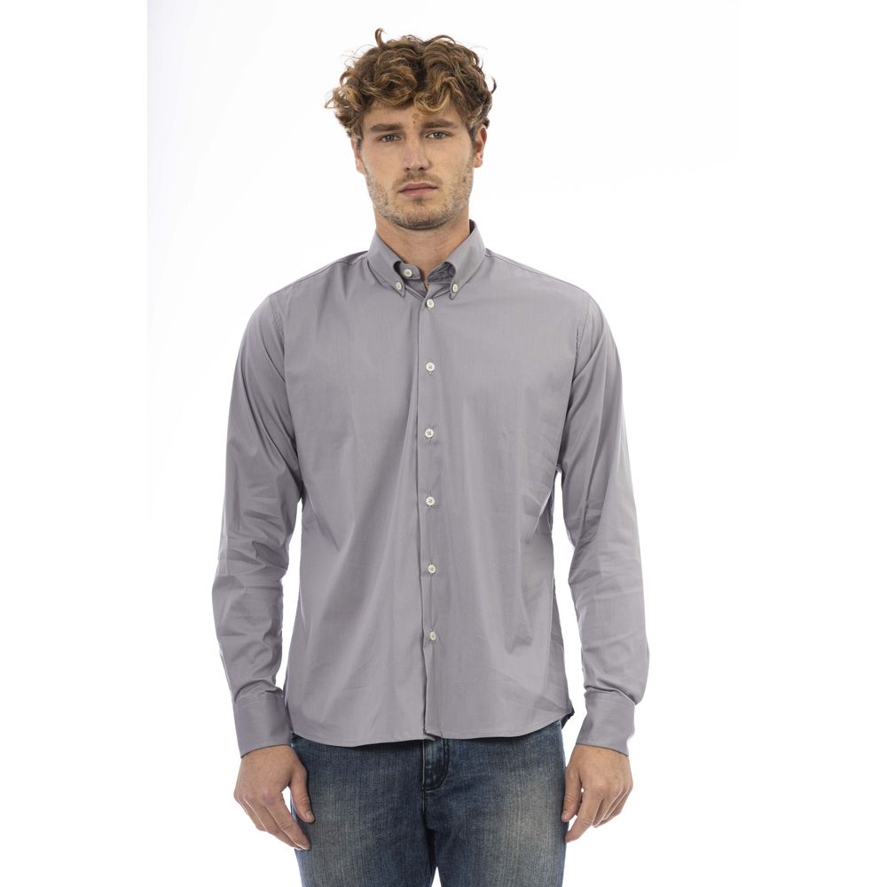 Chemise élégante en coton mélangé gris Baldinini Trend