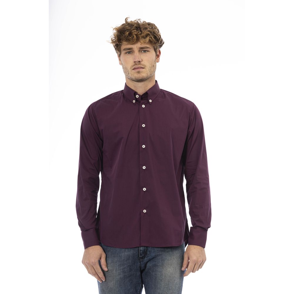 Chemise boutonnée en coton mélangé bordeaux Baldinini Trend