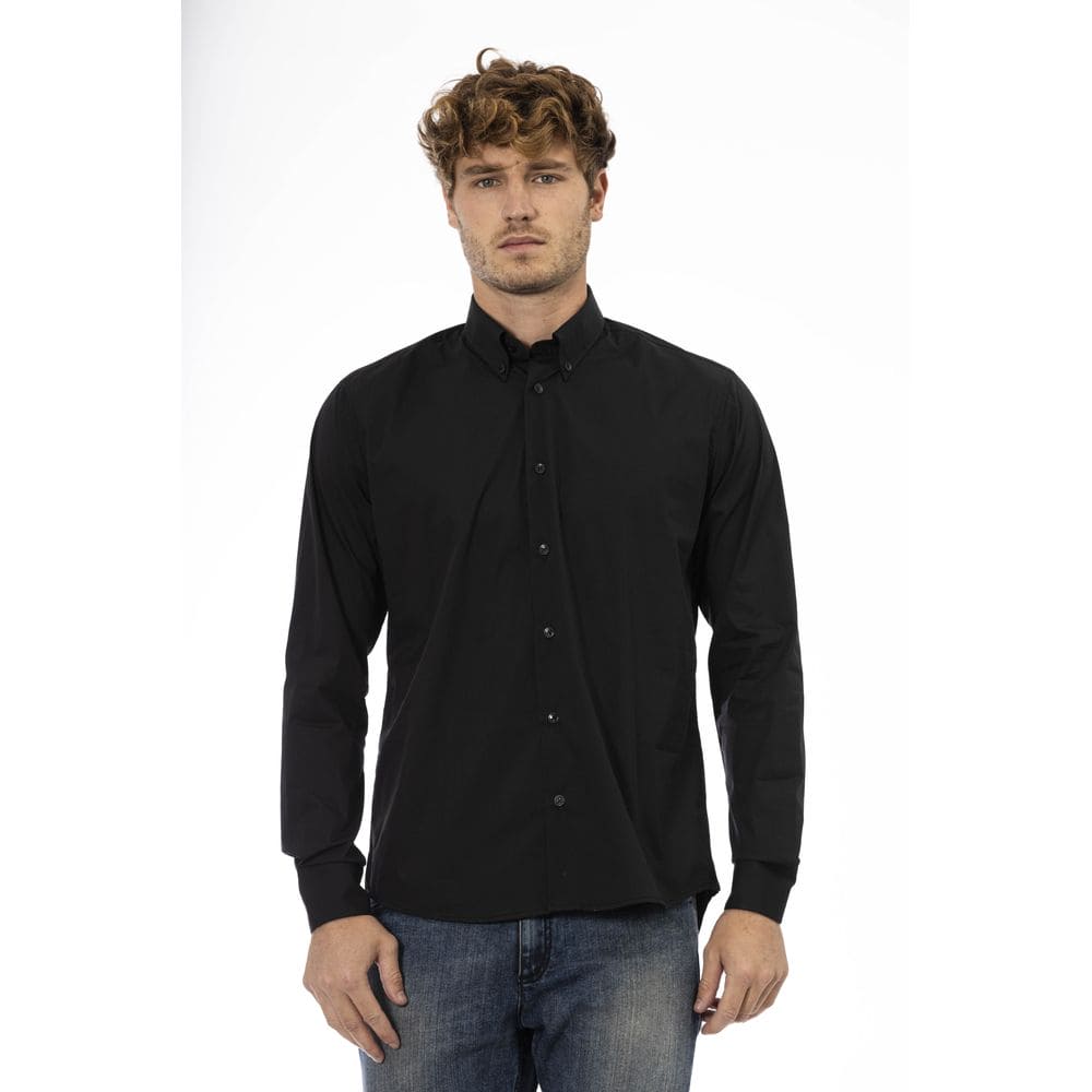 Chemise boutonnée en coton mélangé noir Baldinini Trend Sleek