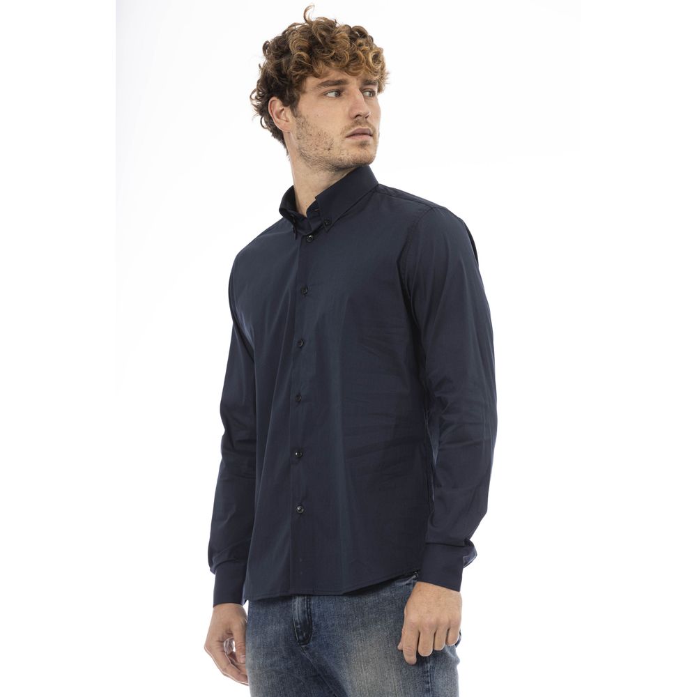 Chemise élégante en coton mélangé bleu Baldinini Trend