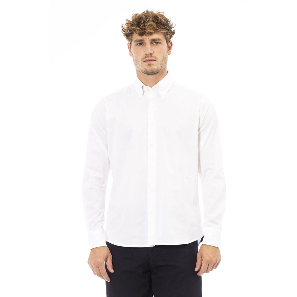 Chemise boutonnée en coton et élasthanne blanche Baldinini Trend