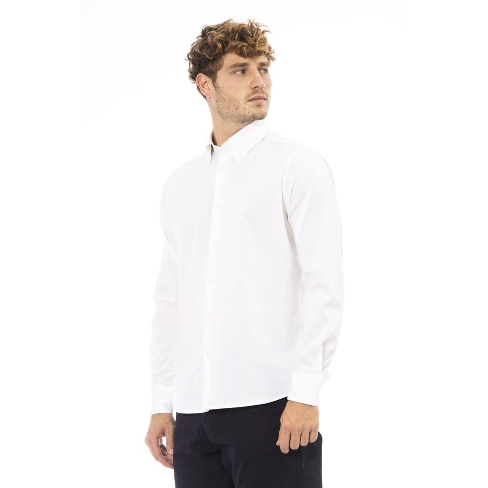 Camisa abotonada de algodón y elastano blanca Baldinini Trend