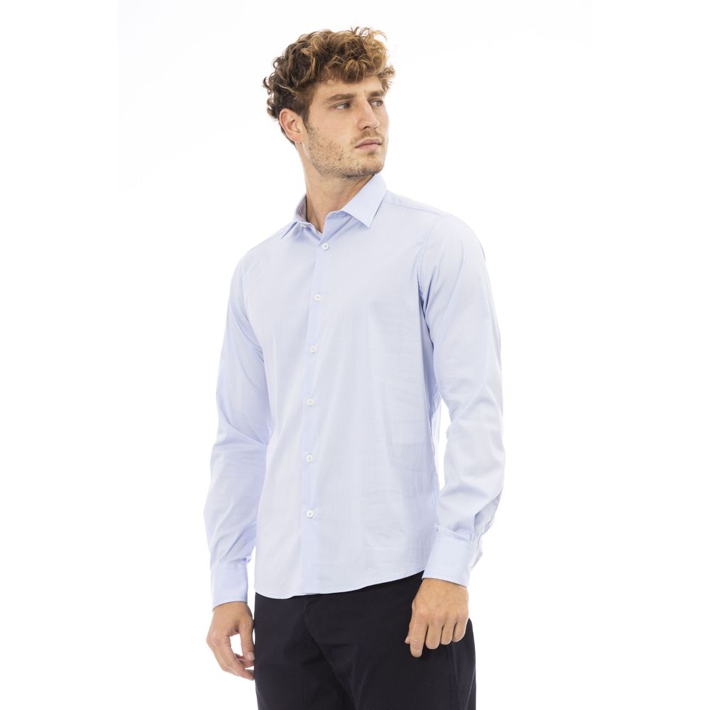 Chemise élégante à col italien bleu clair Baldinini Trend