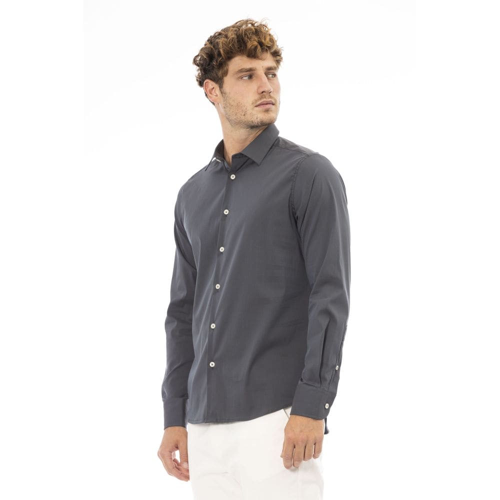 Camisa de hombre con cuello italiano Baldinini Trend Chic en color gris