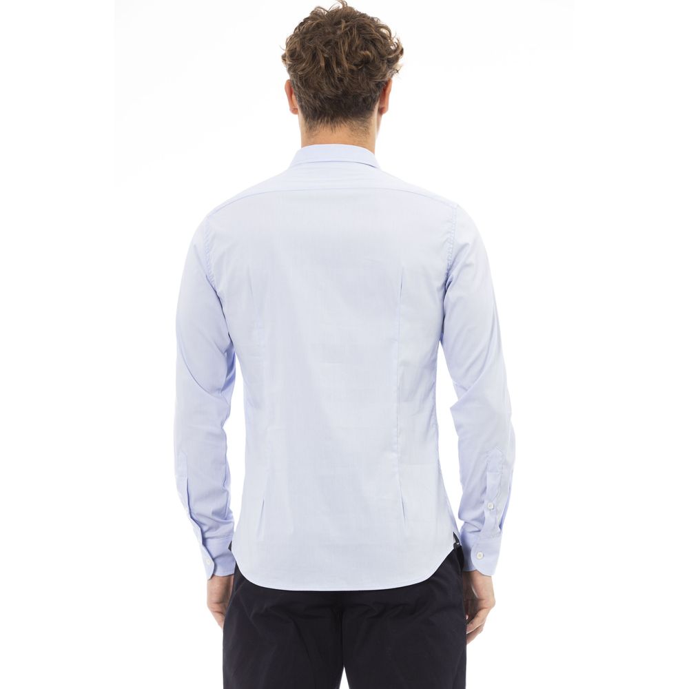 Camisa elegante de cuello italiano azul claro de Baldinini Trend