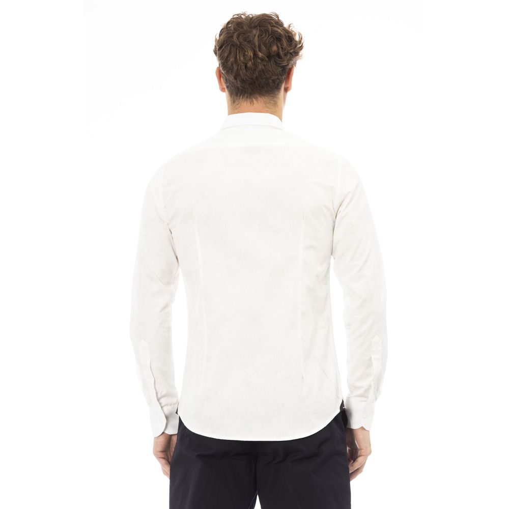 Camisa elegante de cuello italiano blanca Baldinini Trend para hombre