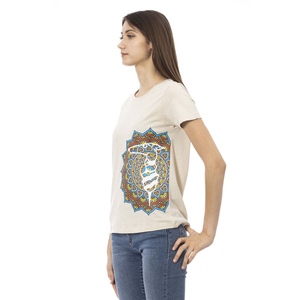 Camiseta de manga corta Trussardi Action beige con estampado frontal