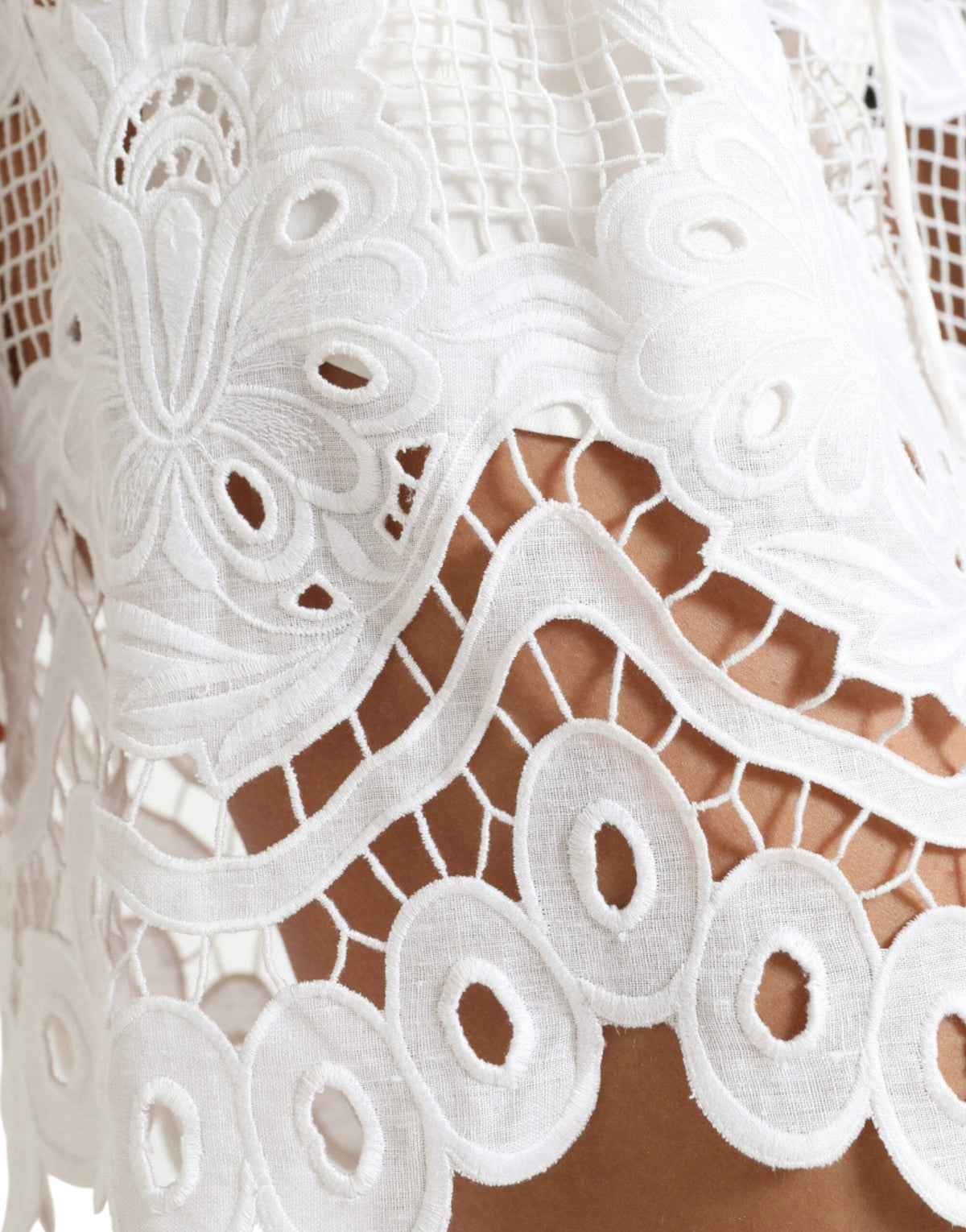 Short taille haute en dentelle Dolce &amp; Gabbana Chic en blanc pur