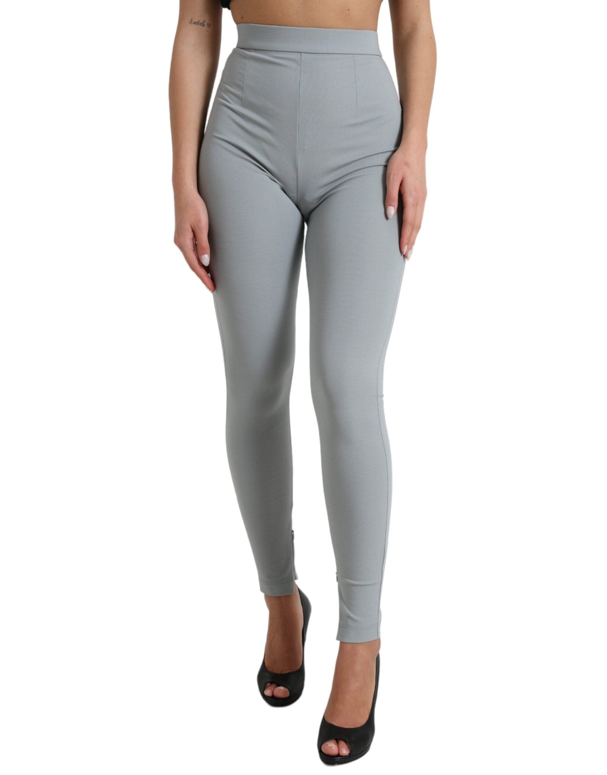 Leggings taille haute élégants Dolce &amp; Gabbana en gris