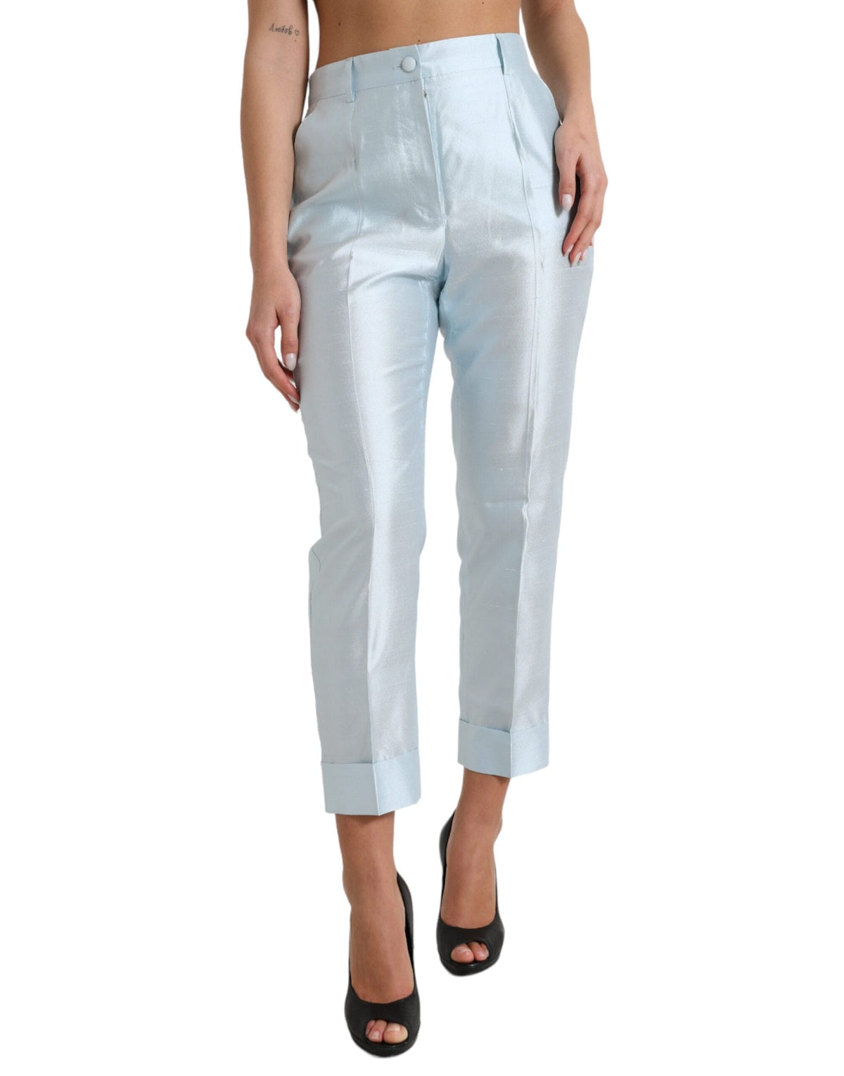 Pantalon court taille haute bleu ciel chic Dolce &amp; Gabbana