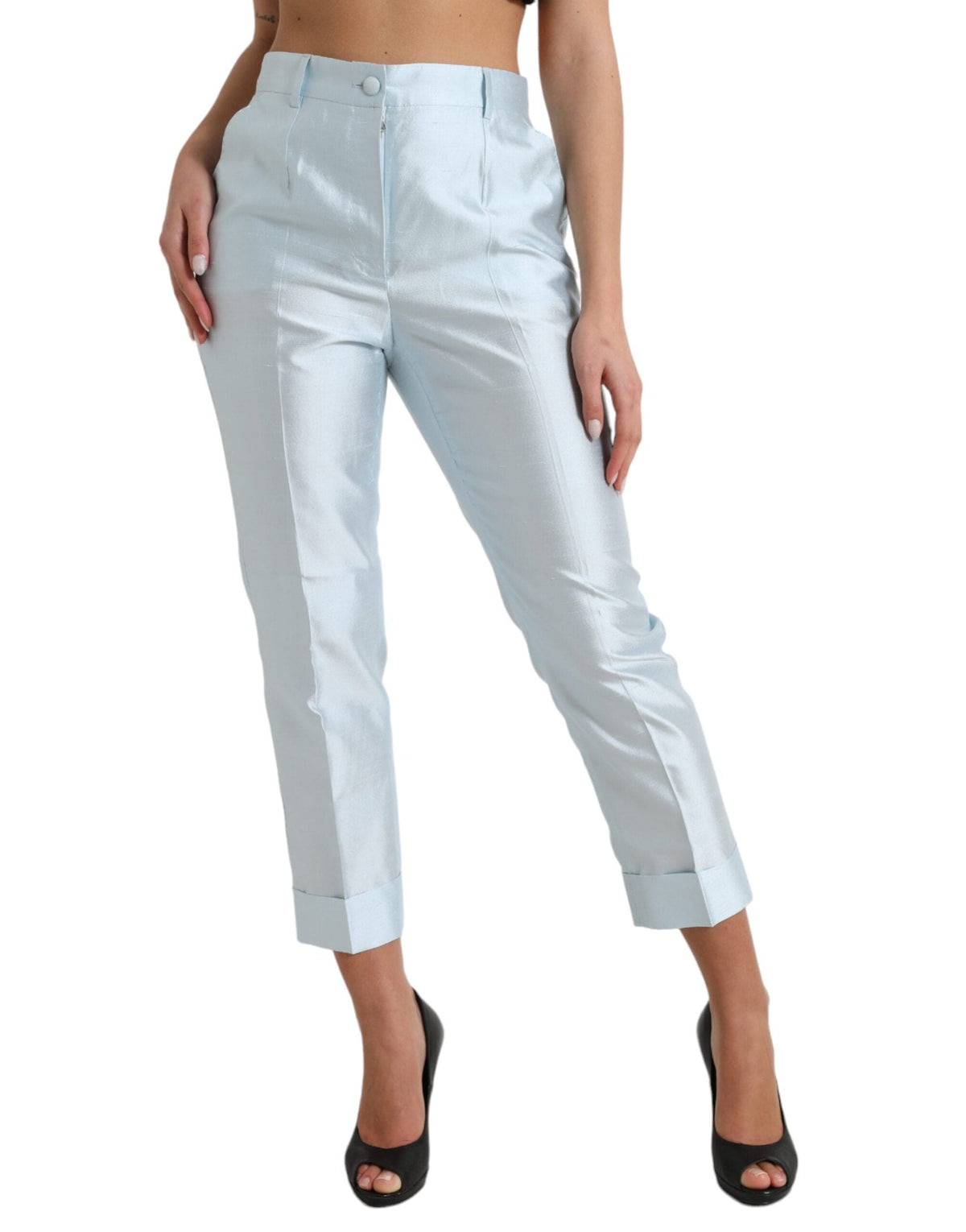 Pantalon court taille haute bleu ciel chic Dolce &amp; Gabbana