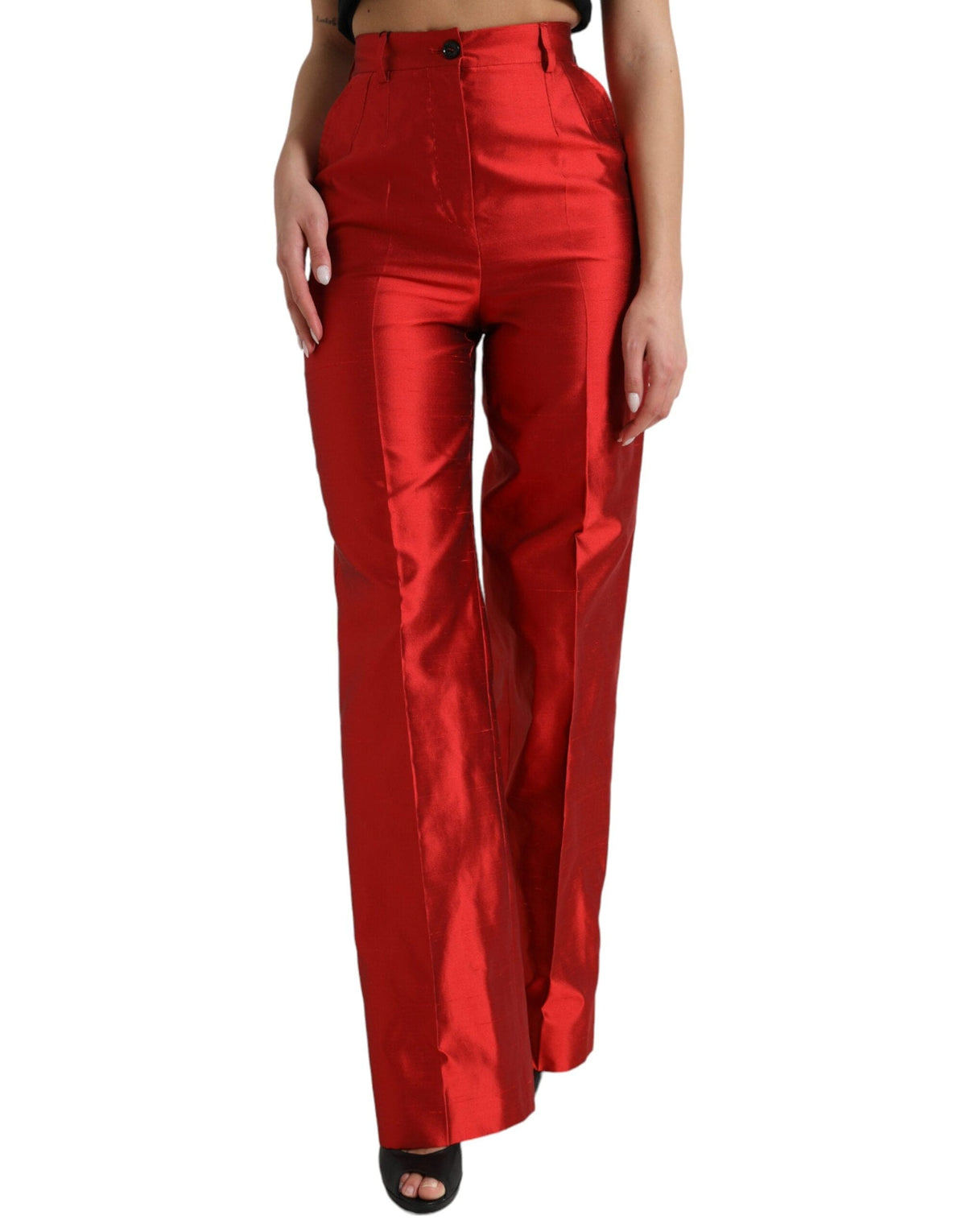 Pantalon large taille haute élégant en soie Dolce &amp; Gabbana