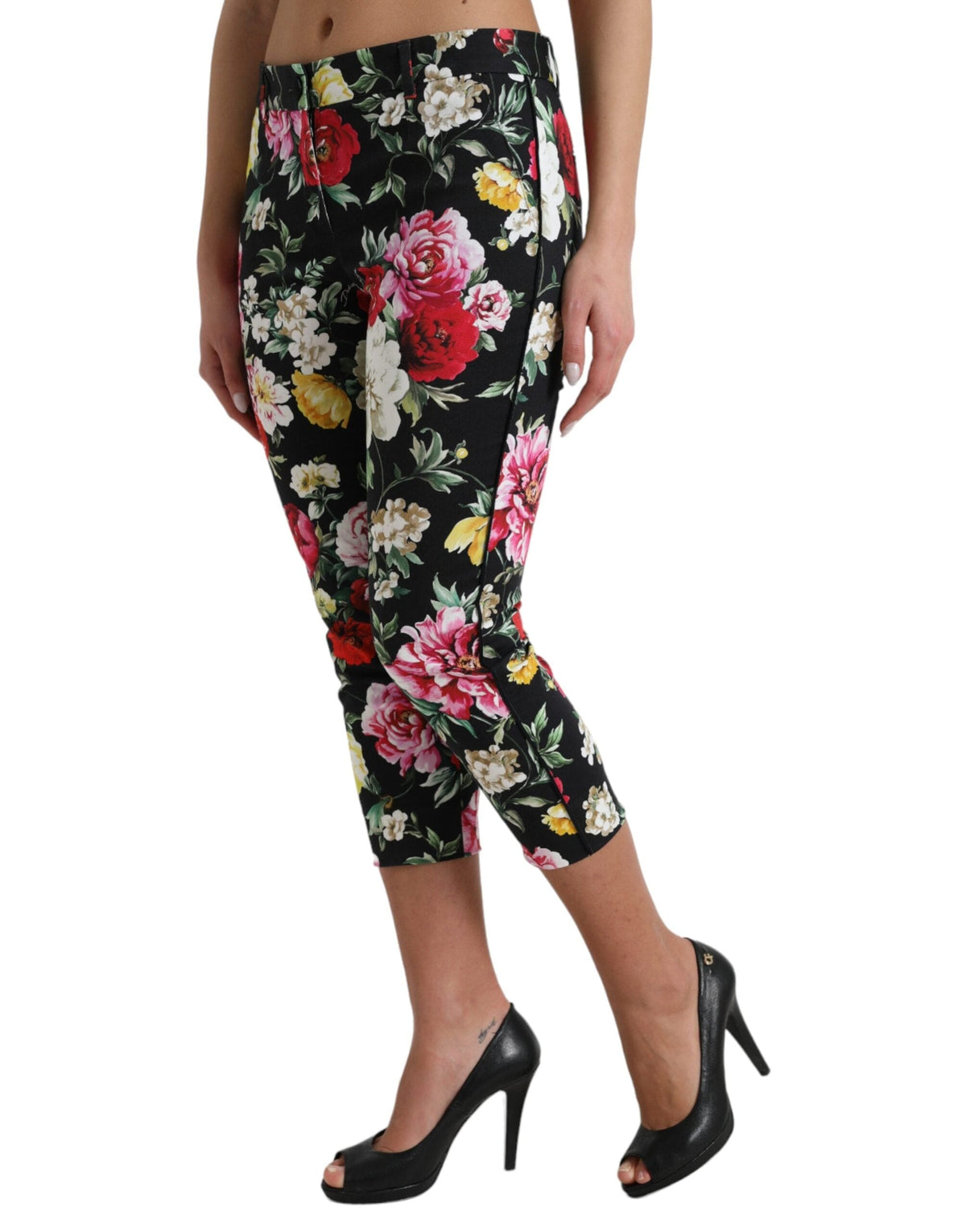 Pantalones capri elegantes con estampado floral y cintura media de Dolce &amp; Gabbana