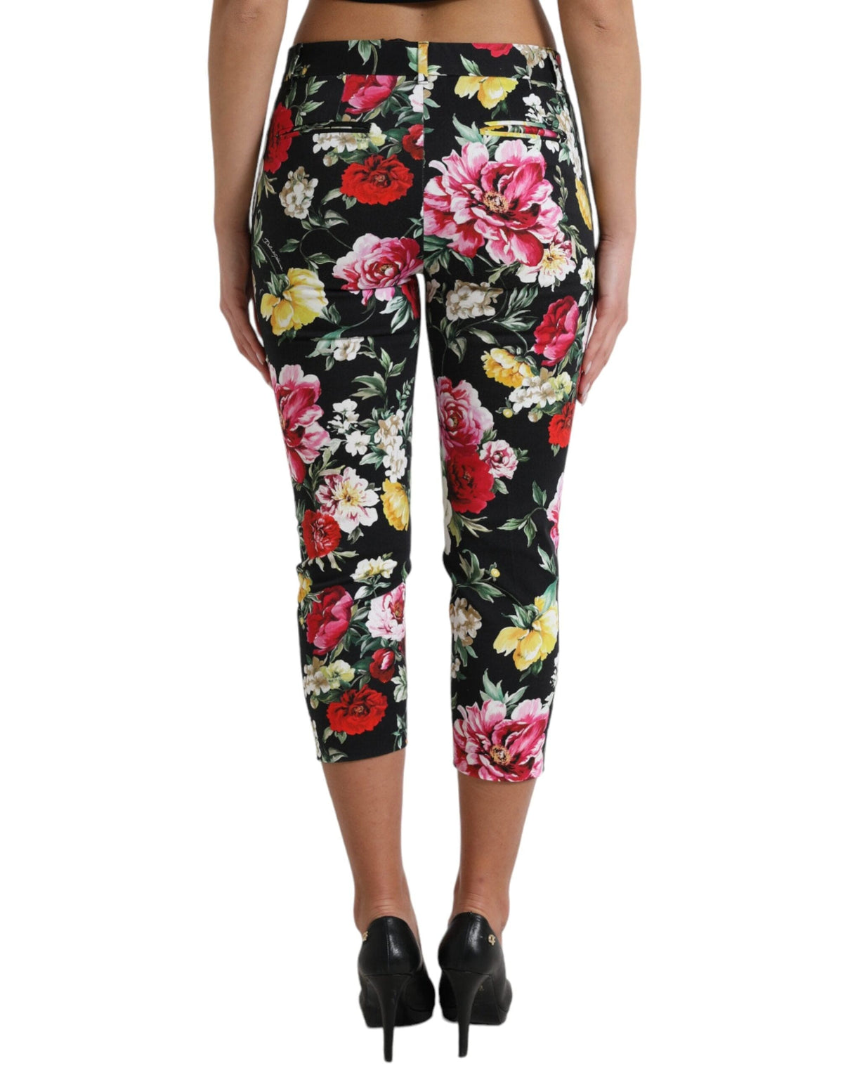 Pantalones capri elegantes con estampado floral y cintura media de Dolce &amp; Gabbana