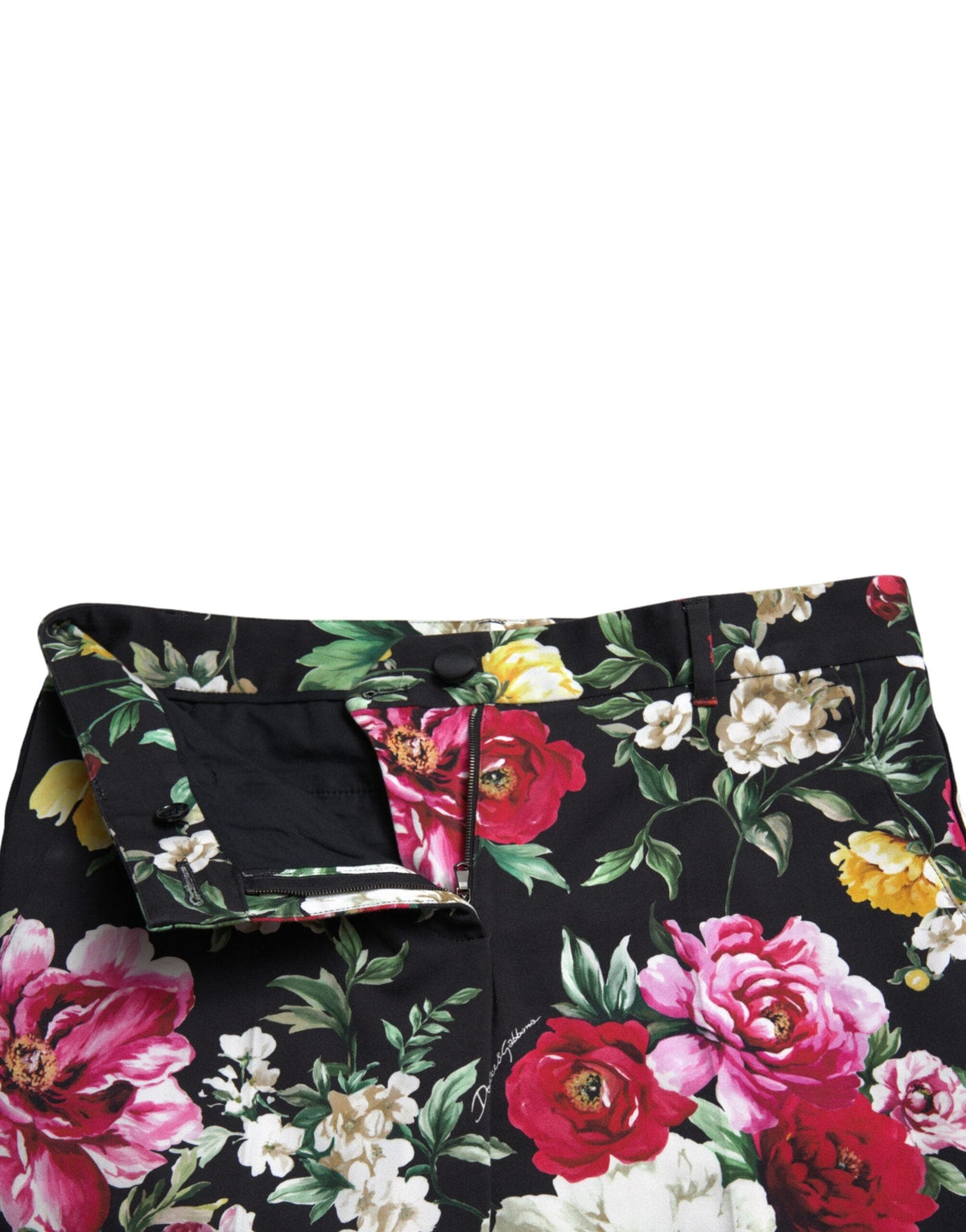 Pantalon court taille moyenne à imprimé floral élégant Dolce &amp; Gabbana