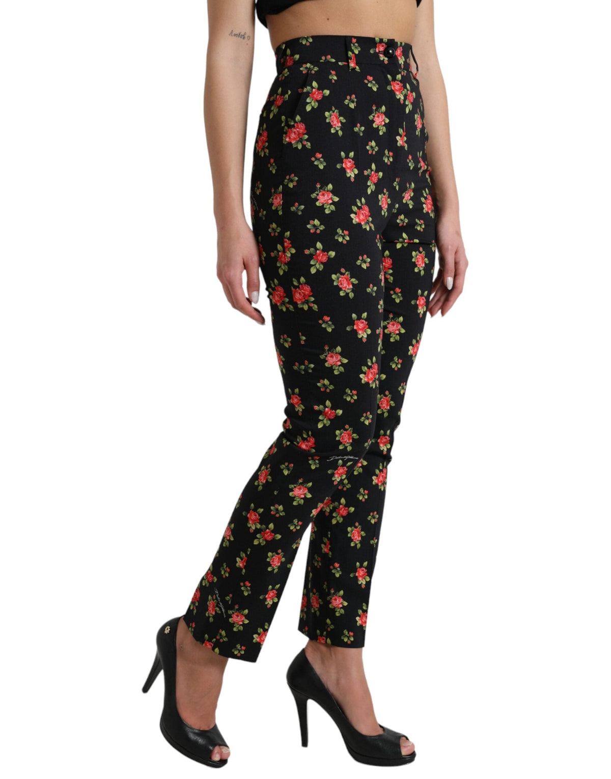 Pantalon fuselé taille haute à imprimé floral élégant Dolce &amp; Gabbana