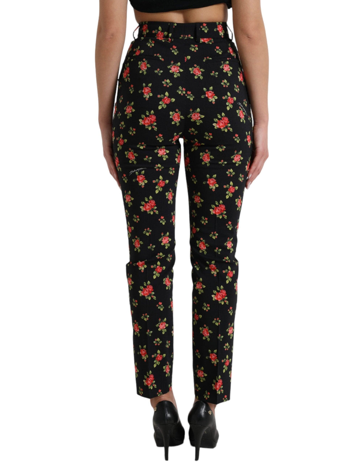 Pantalon fuselé taille haute à imprimé floral élégant Dolce &amp; Gabbana