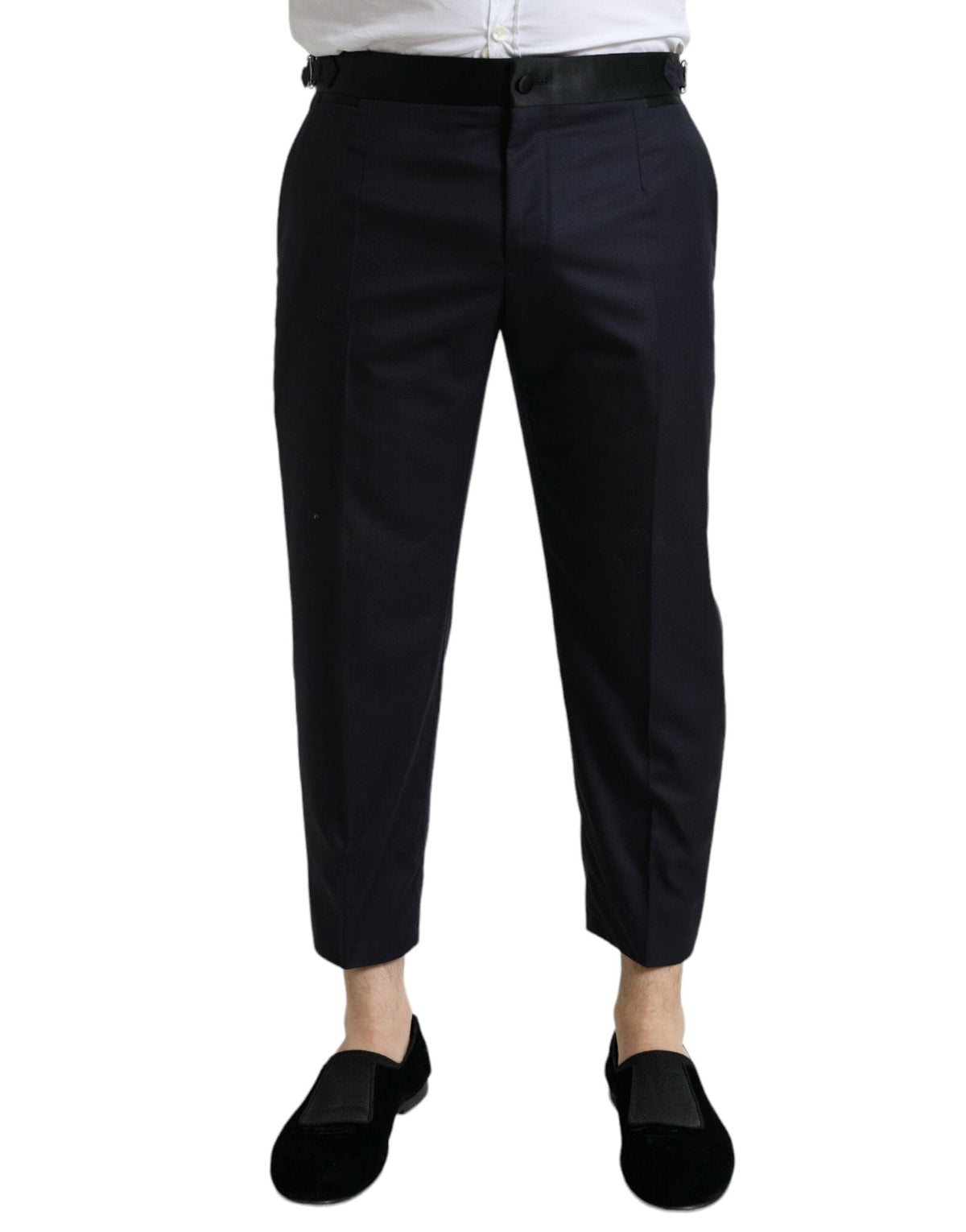 Pantalon habillé court élégant en mélange de laine et de soie Dolce &amp; Gabbana