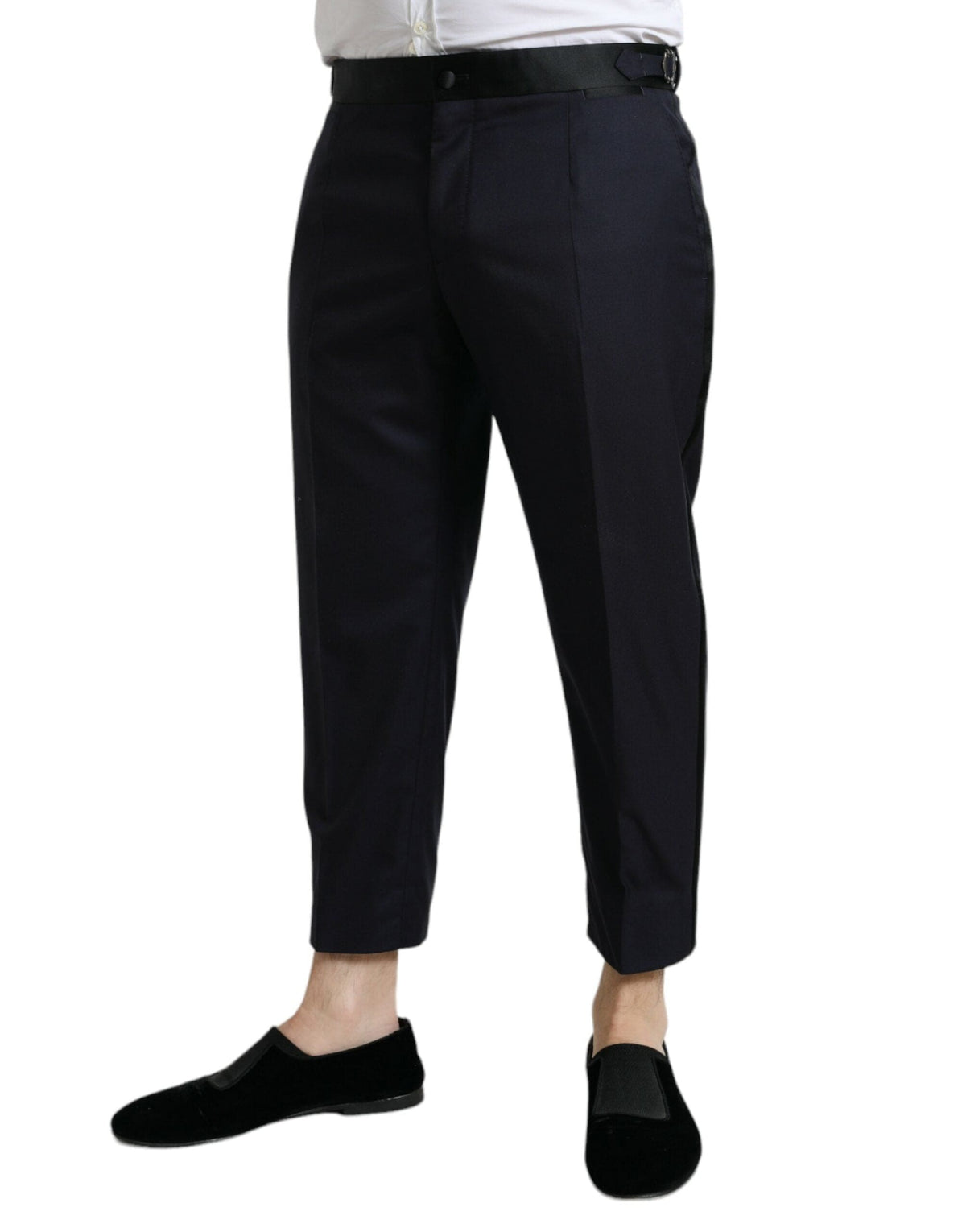 Pantalon habillé court élégant en mélange de laine et de soie Dolce &amp; Gabbana