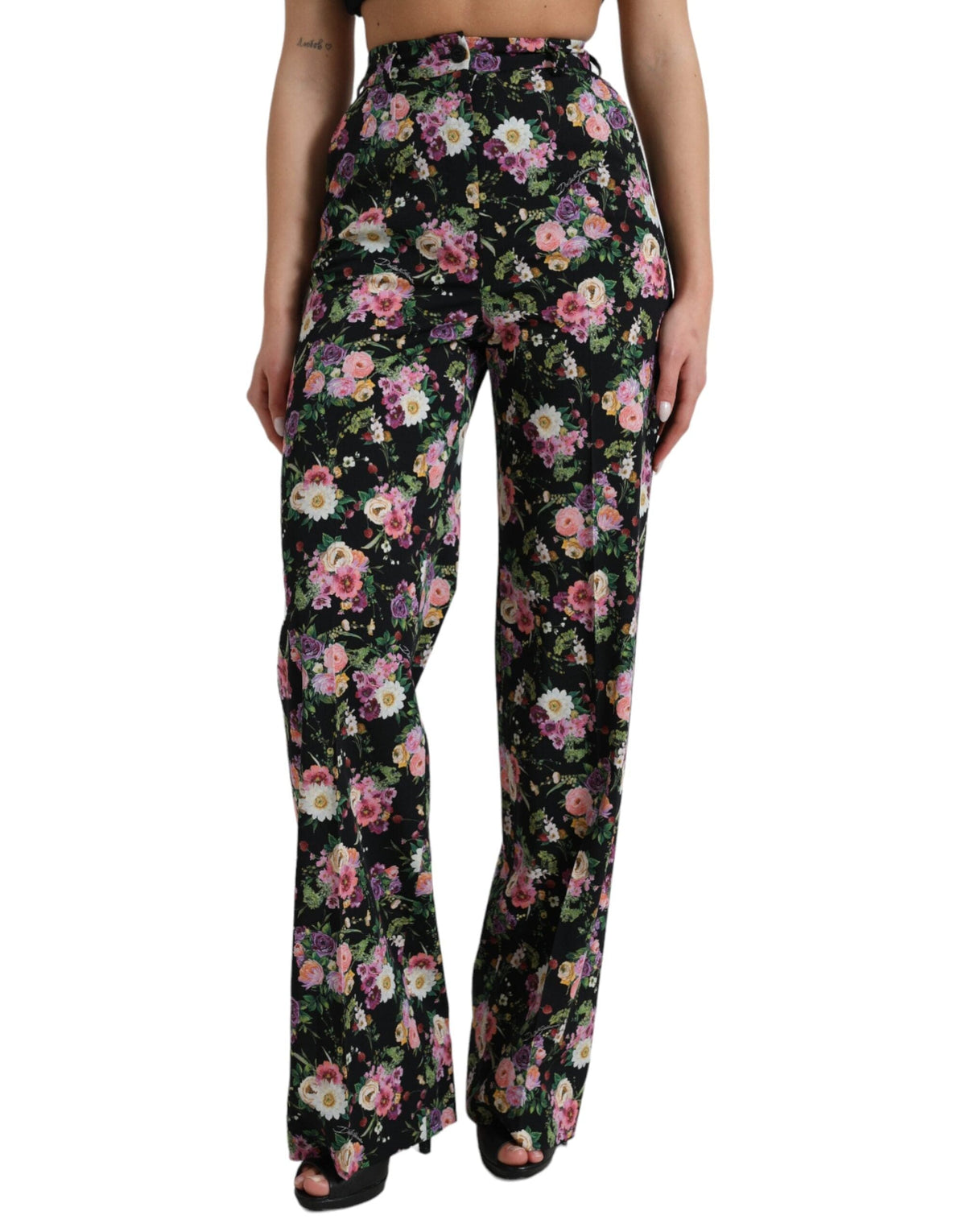 Pantalones de pierna ancha y cintura alta con estampado floral de Dolce &amp; Gabbana