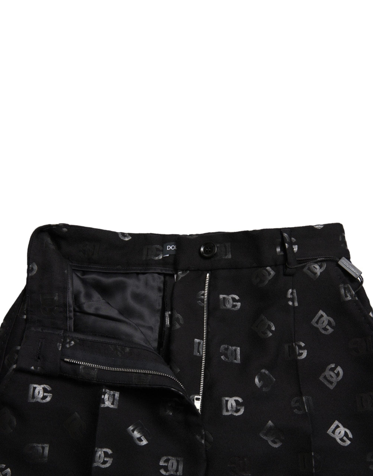 Pantalones rectos de cintura alta elegantes con estampado de logotipo de Dolce &amp; Gabbana