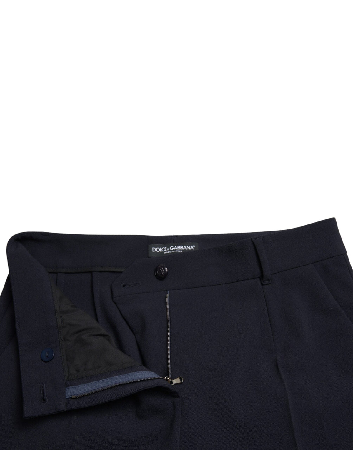 Dolce & Gabbana Elegant Mid Waist Tapered Pants in Blue