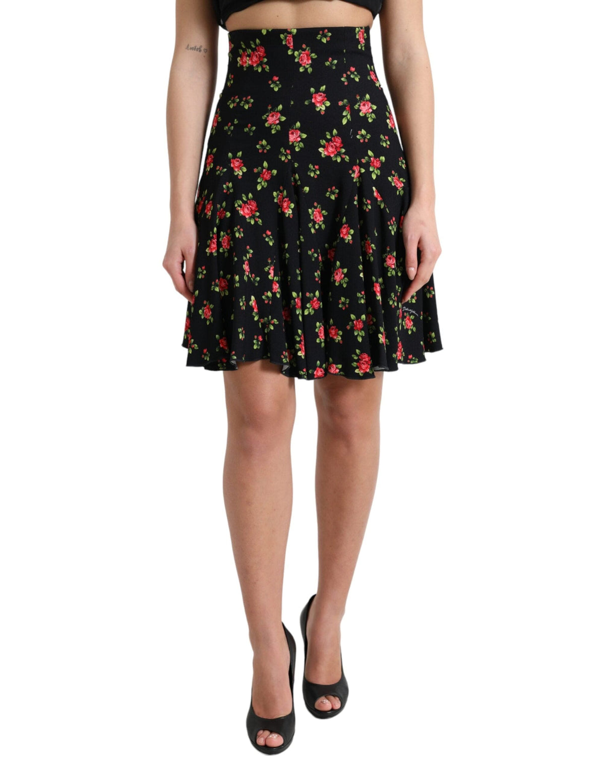 Mini-jupe trapèze fleurie Dolce &amp; Gabbana à taille haute