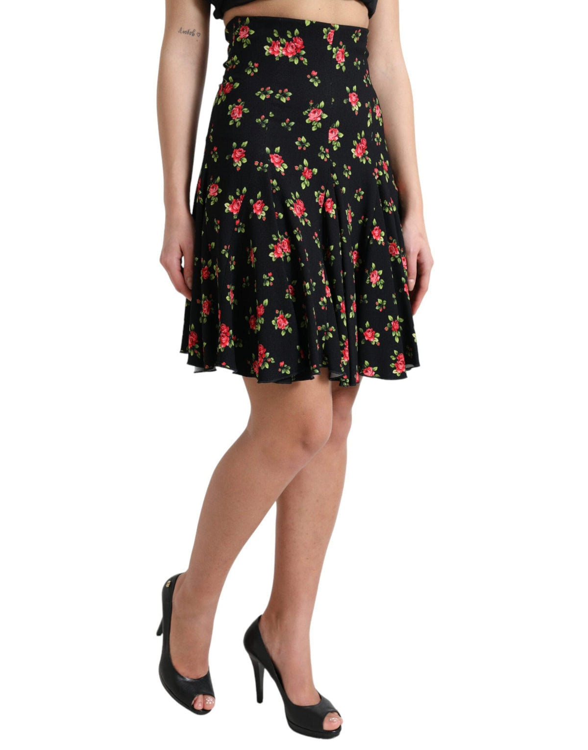 Minifalda floral de talle alto en forma de A de Dolce &amp; Gabbana