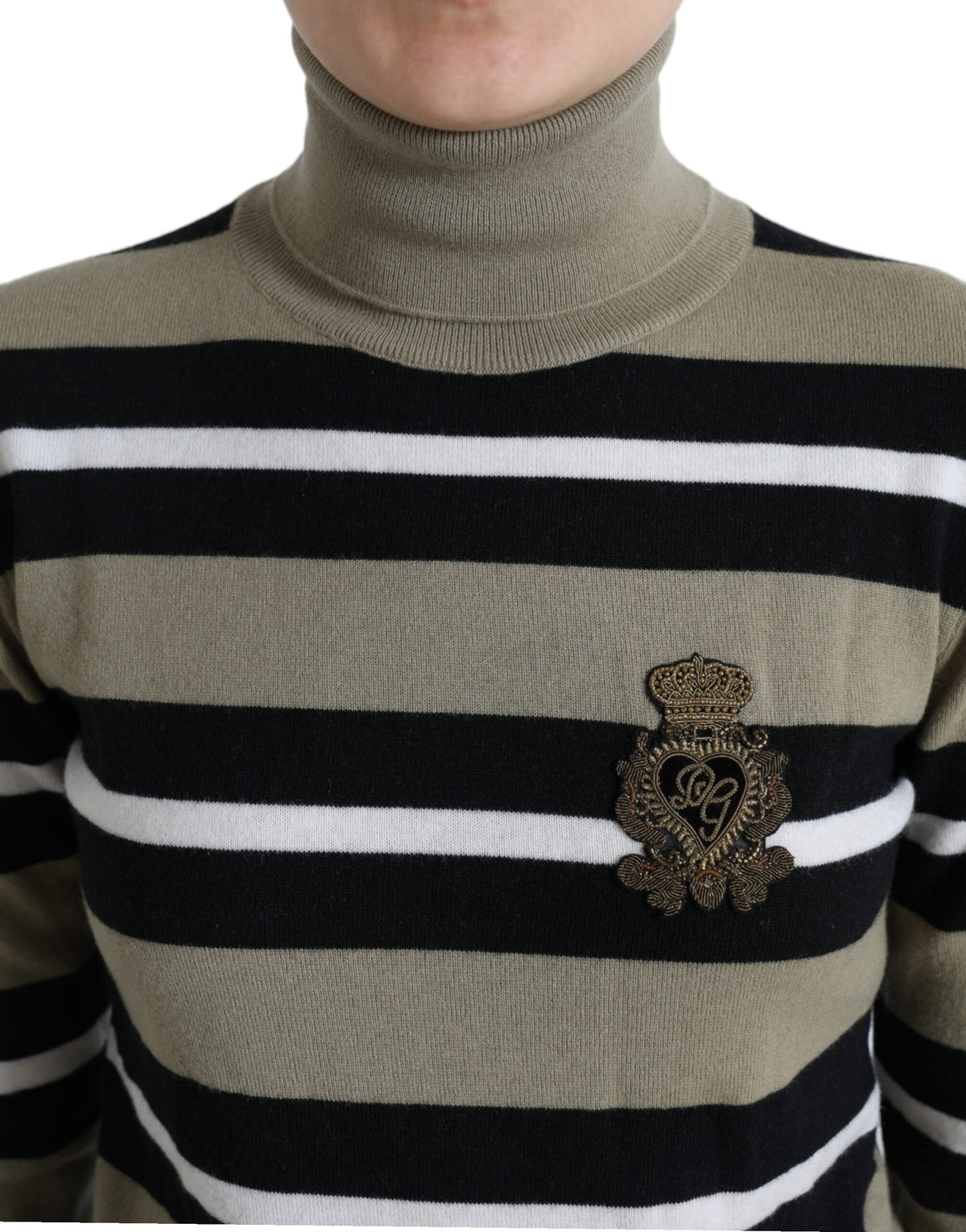 Dolce & Gabbana Multicolor Striped Wool Turtleneck Sweater