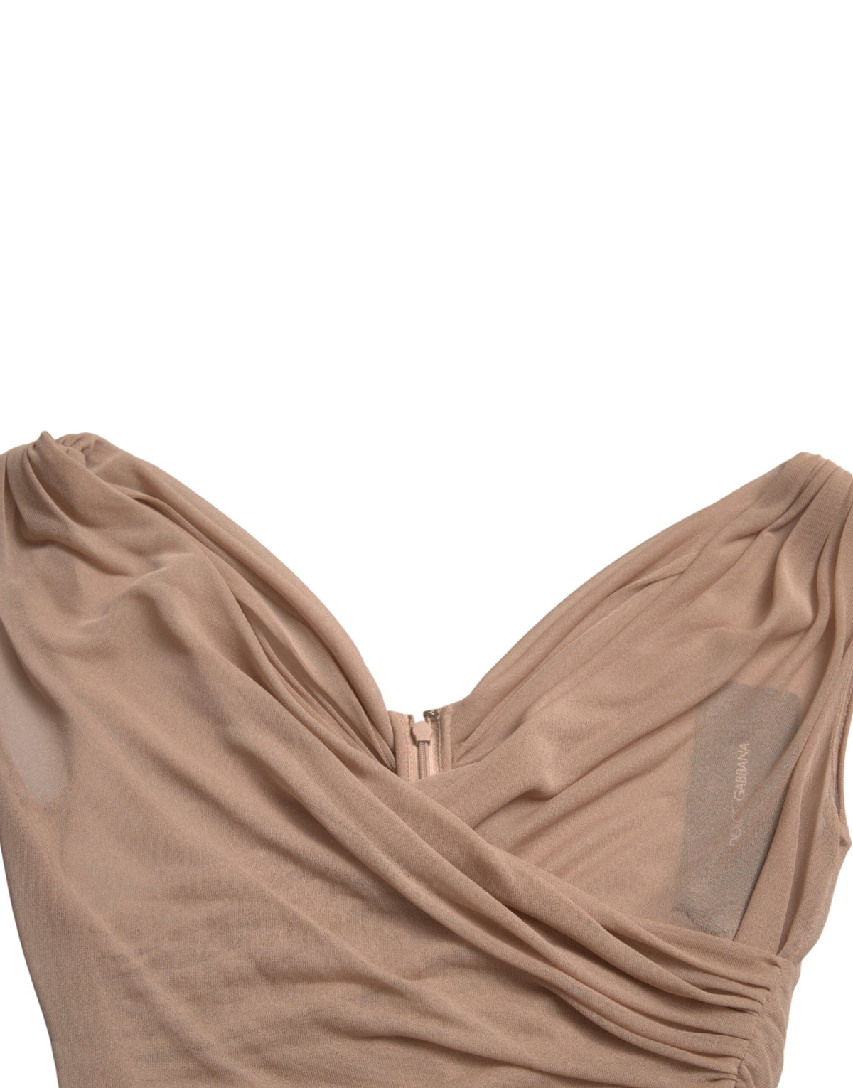 Elegante top sin mangas con escote en V en color beige de Dolce &amp; Gabbana