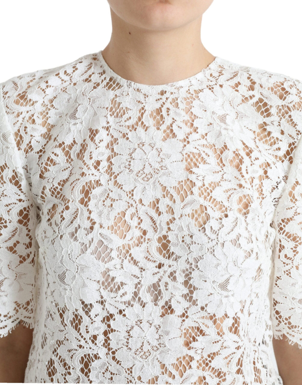 Dolce & Gabbana Elegant White Lace Blouse