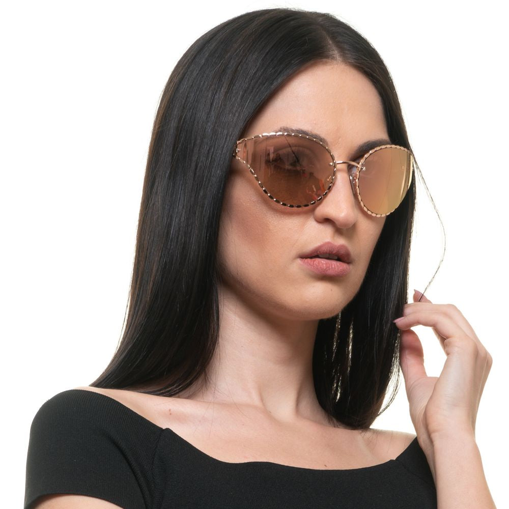 Lunettes de soleil ovales miroir en or rose Roberto Cavalli