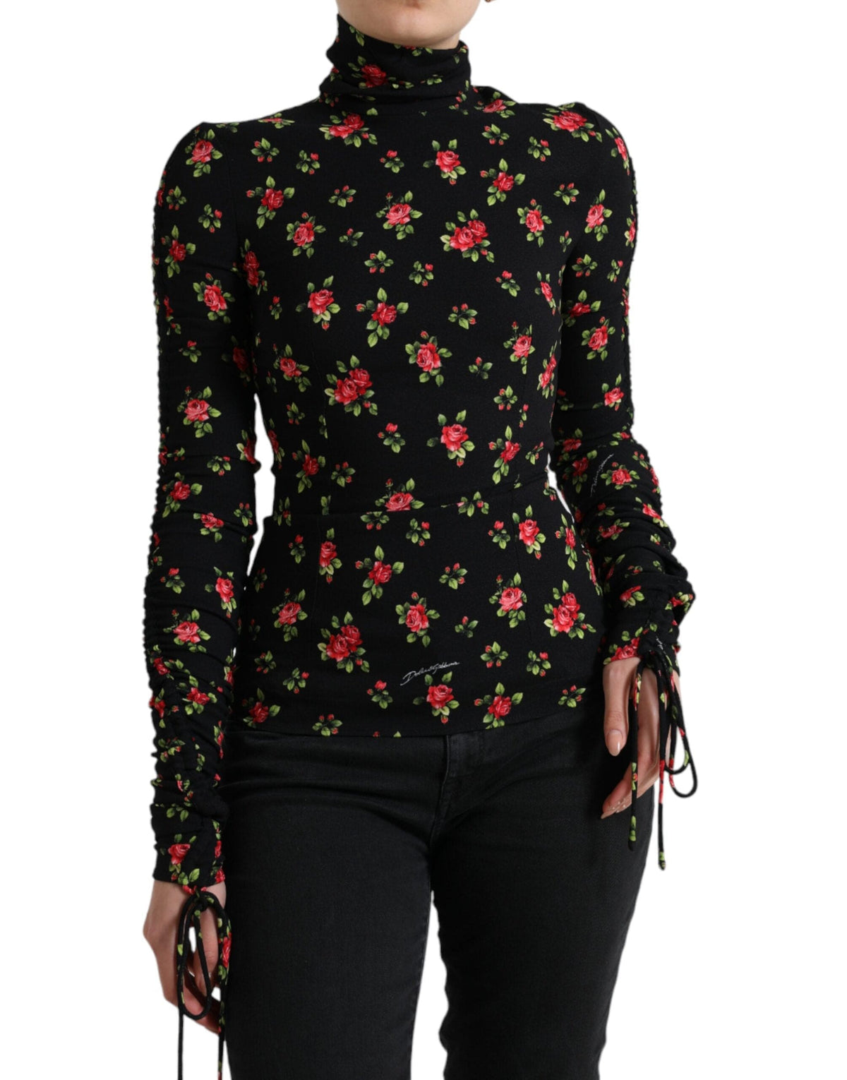 Elegante blusa de mezcla de seda con estampado floral de Dolce &amp; Gabbana