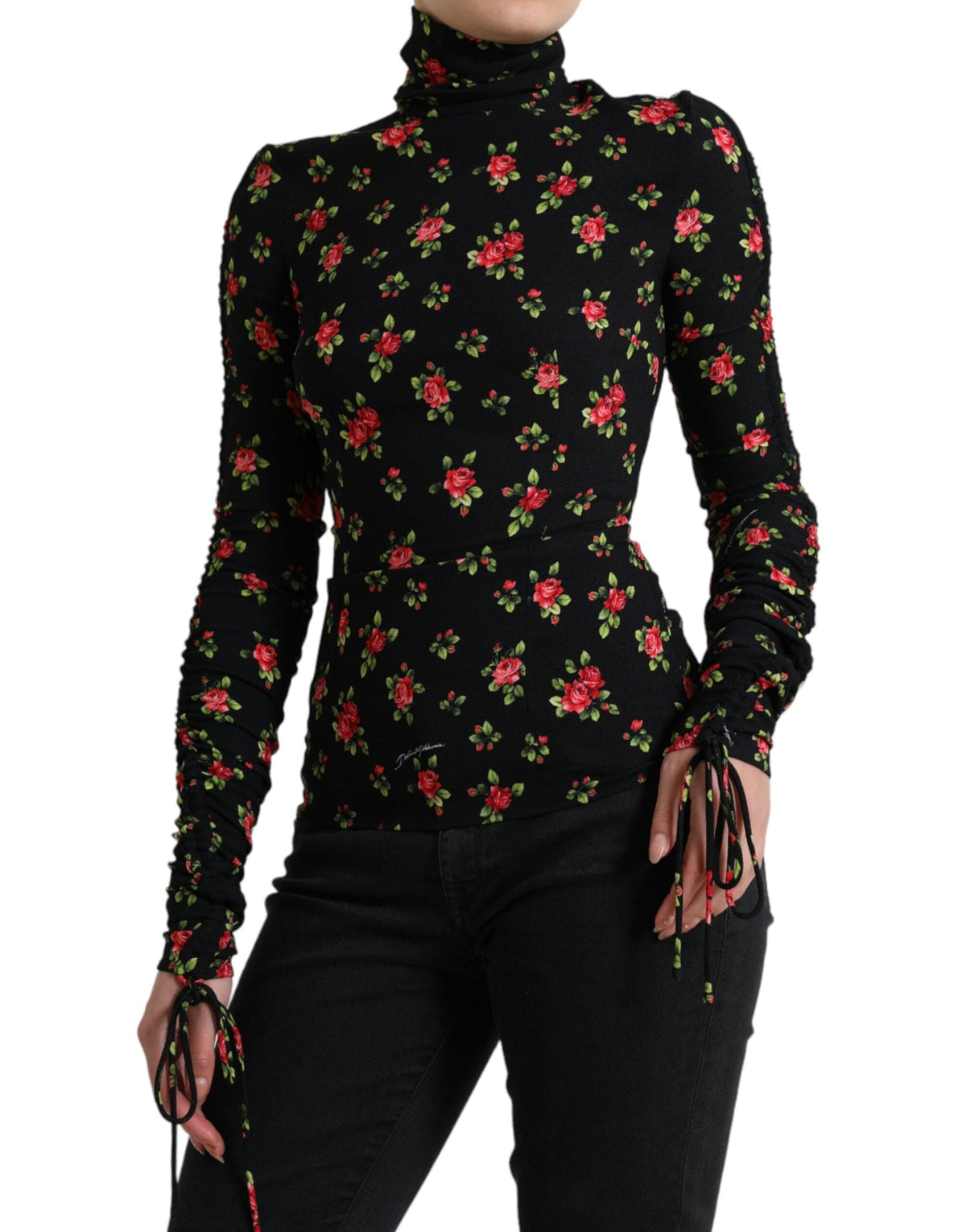 Elegante blusa de mezcla de seda con estampado floral de Dolce &amp; Gabbana