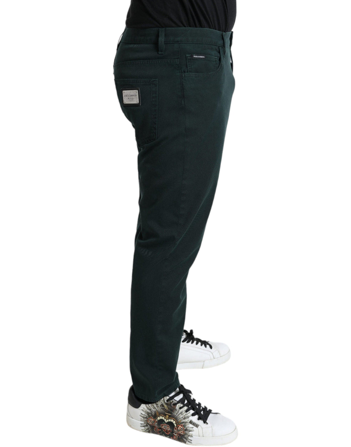 Jean skinny vert élégant en coton Dolce &amp; Gabbana