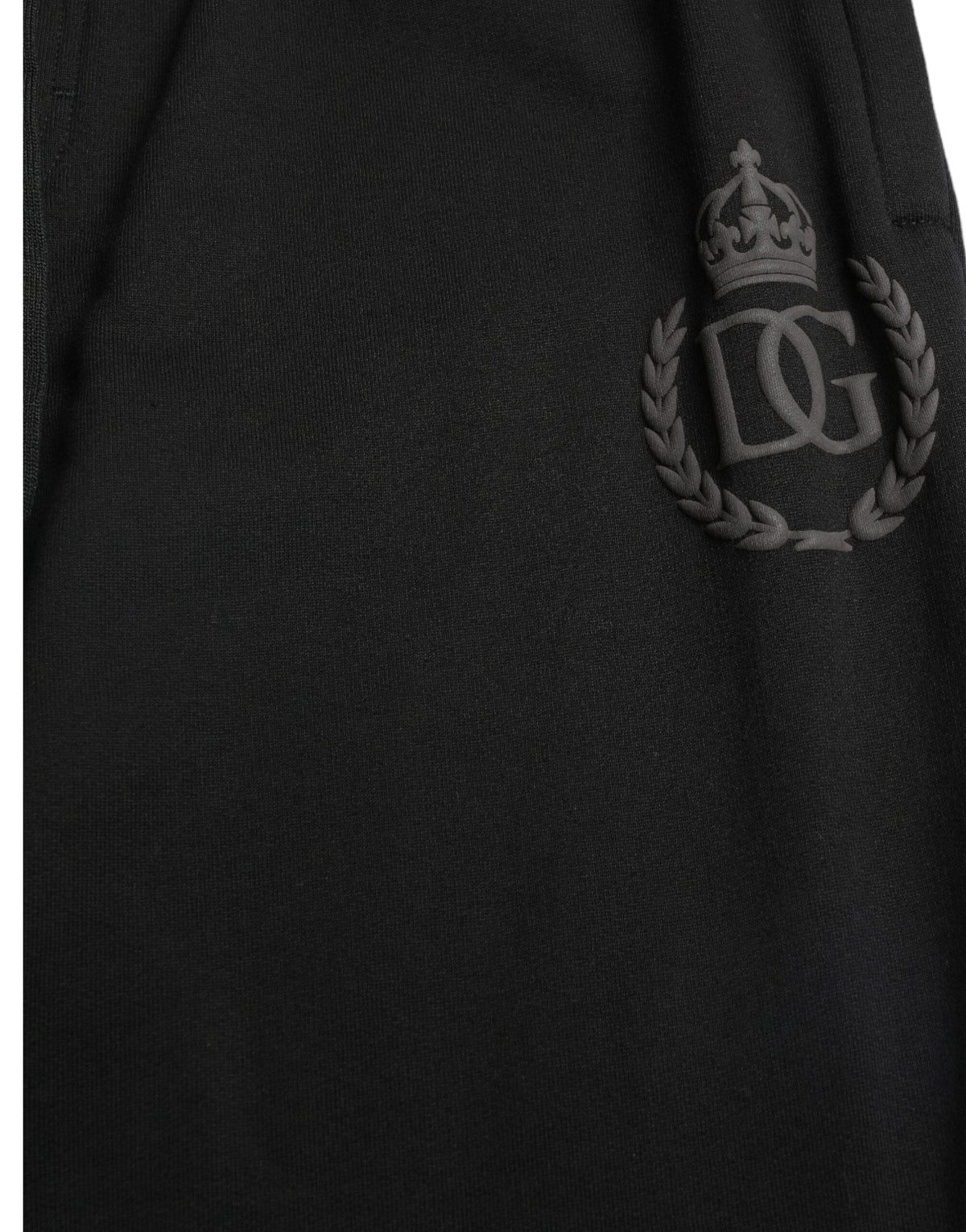 Pantalones deportivos elegantes de algodón negro con logotipo bordado de Dolce &amp; Gabbana