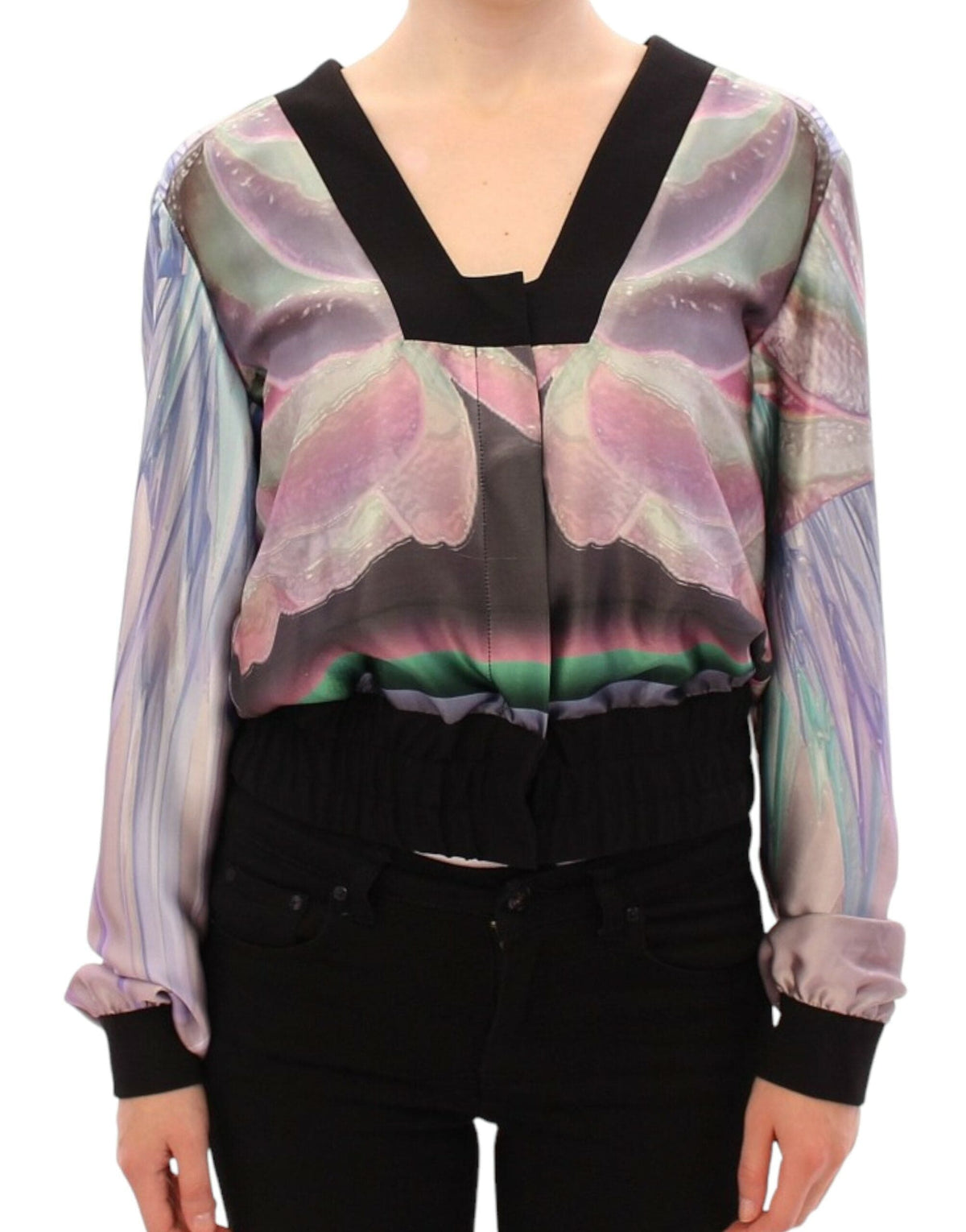 Chaqueta tipo blusa de seda multicolor de Sergei Grinko