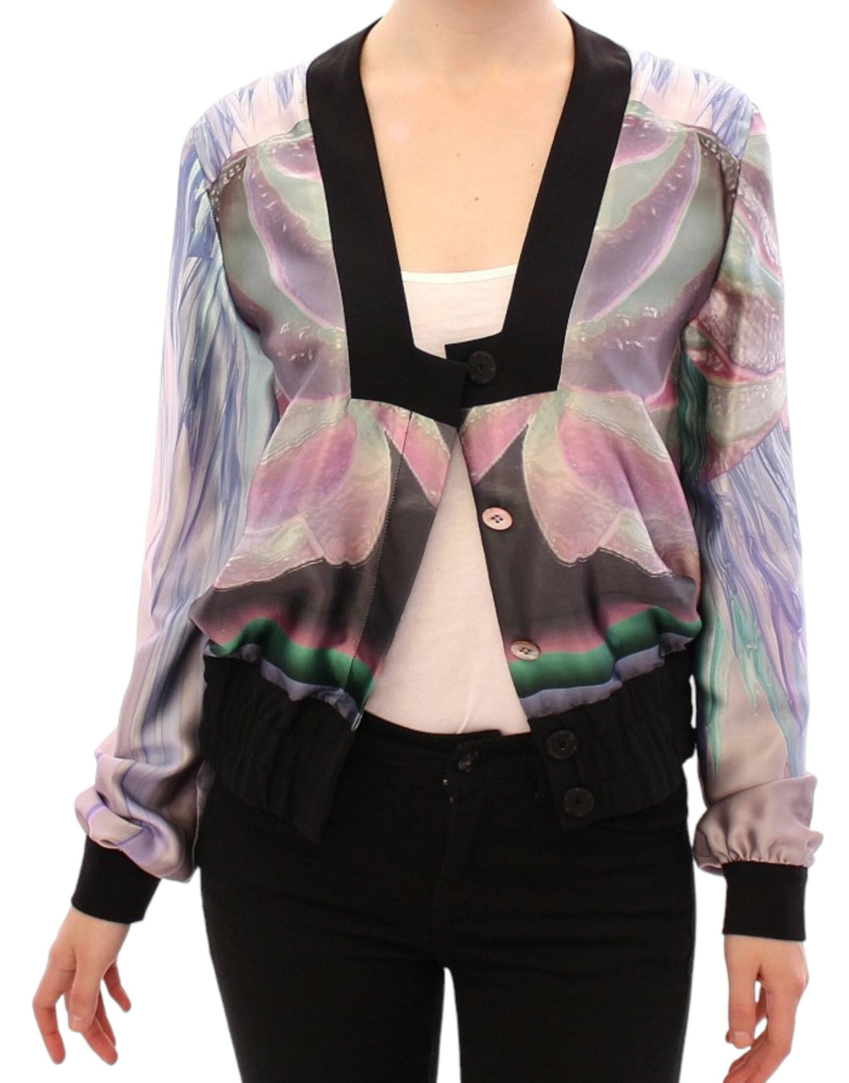 Chaqueta tipo blusa de seda multicolor de Sergei Grinko