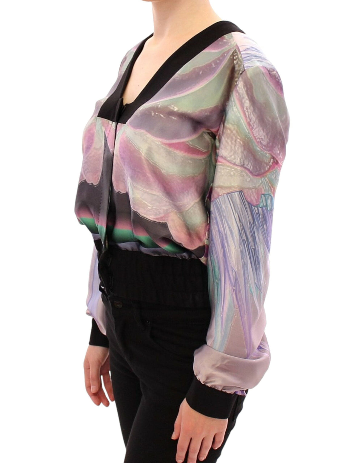 Chaqueta tipo blusa de seda multicolor de Sergei Grinko