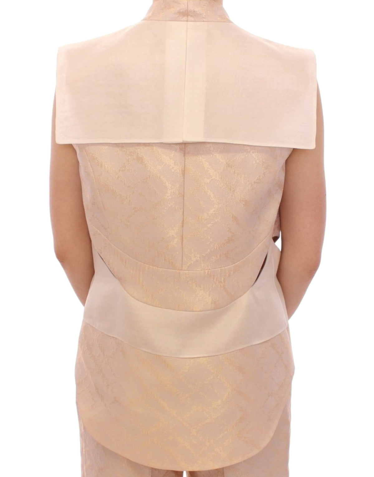 Zeyneptosun Exclusive Beige Brocade Sleeveless Vest