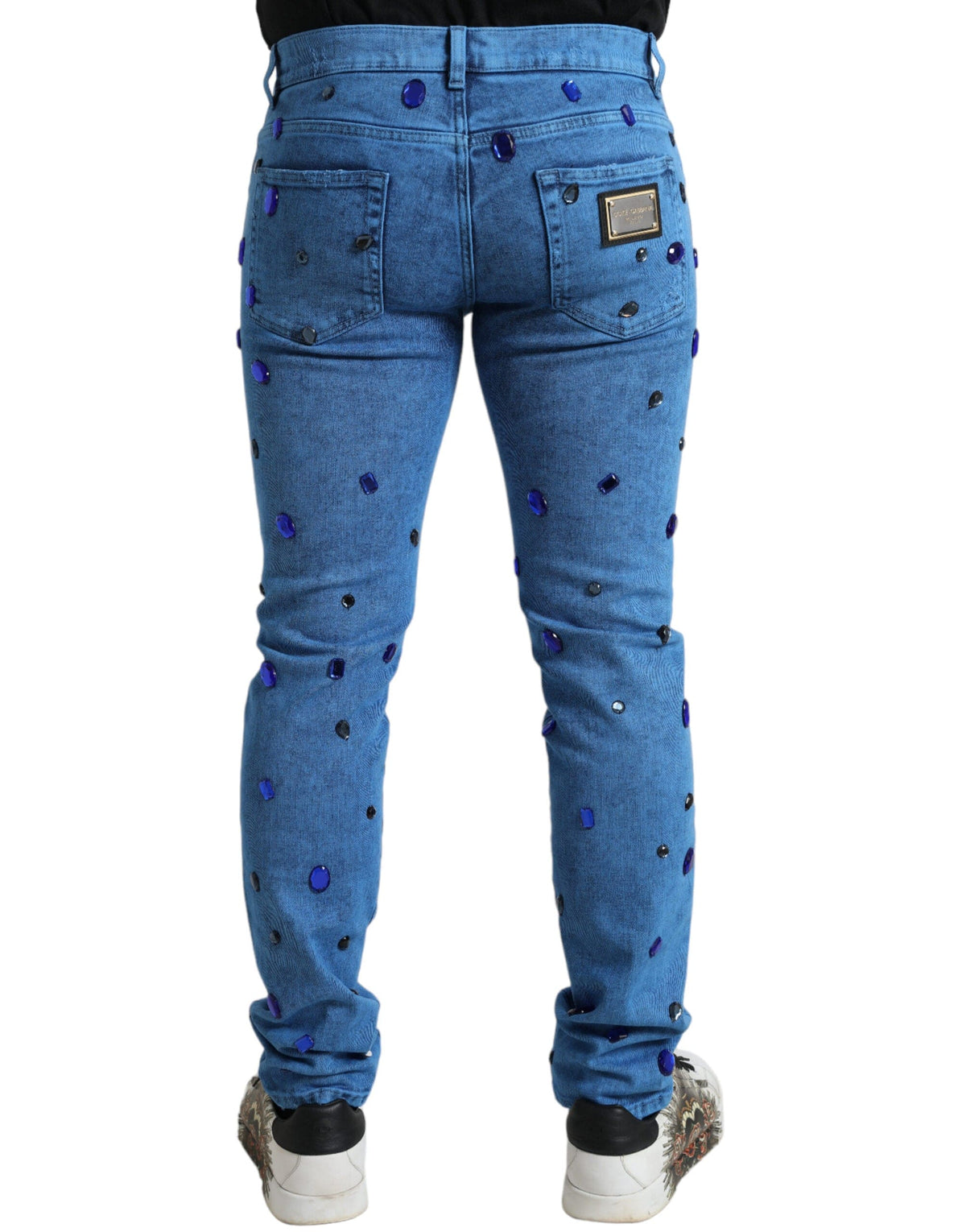 Jean skinny en denim orné de cristaux Dolce &amp; Gabbana