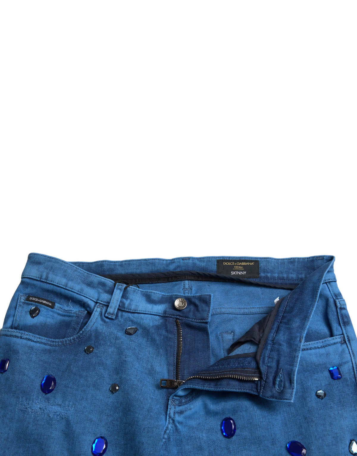 Jean skinny en denim orné de cristaux Dolce &amp; Gabbana