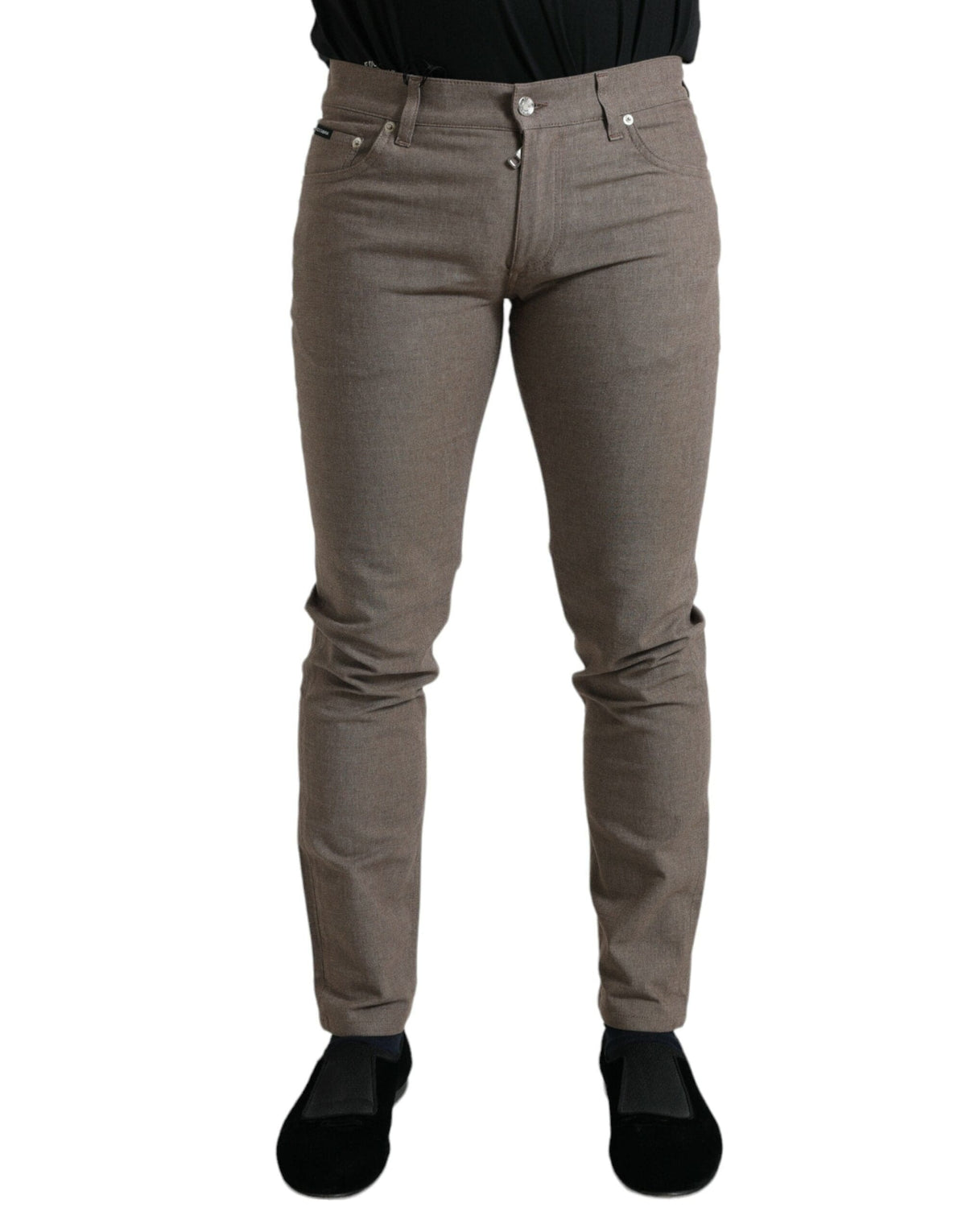 Pantalon skinny élégant en coton stretch marron Dolce &amp; Gabbana