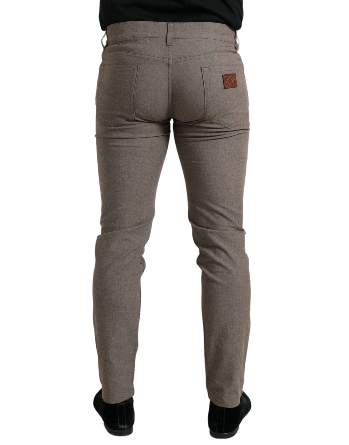 Pantalon skinny élégant en coton stretch marron Dolce &amp; Gabbana