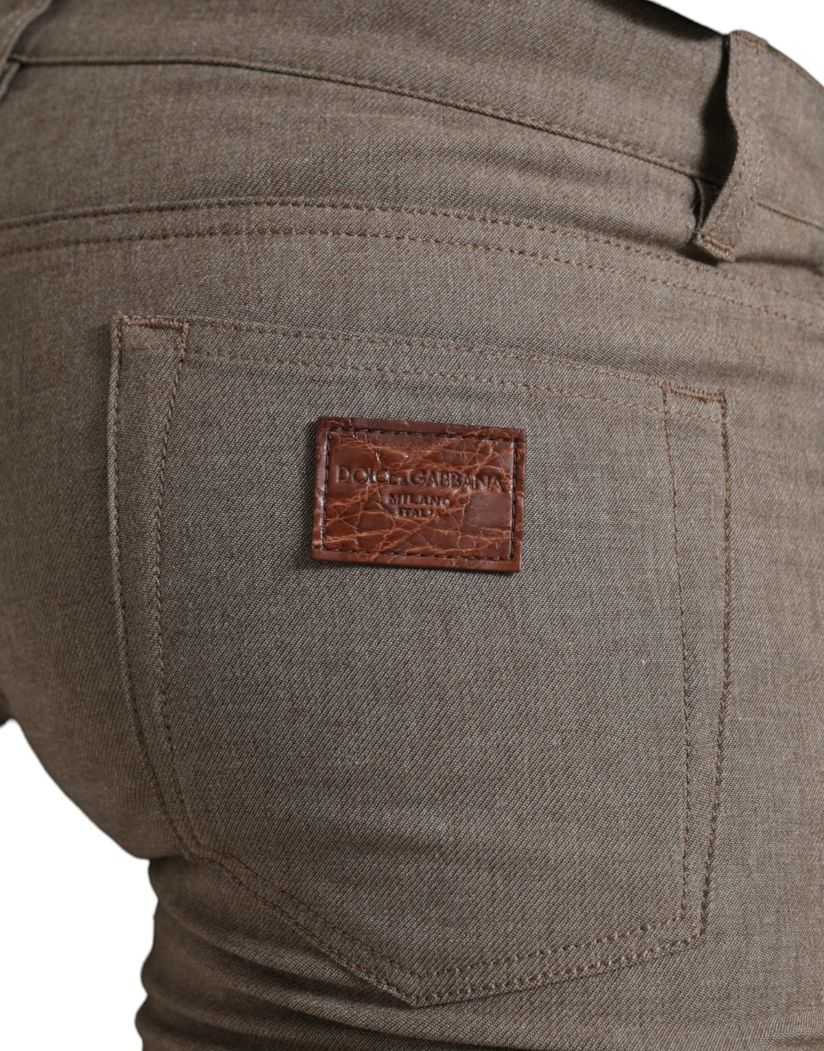 Pantalon skinny élégant en coton stretch marron Dolce &amp; Gabbana