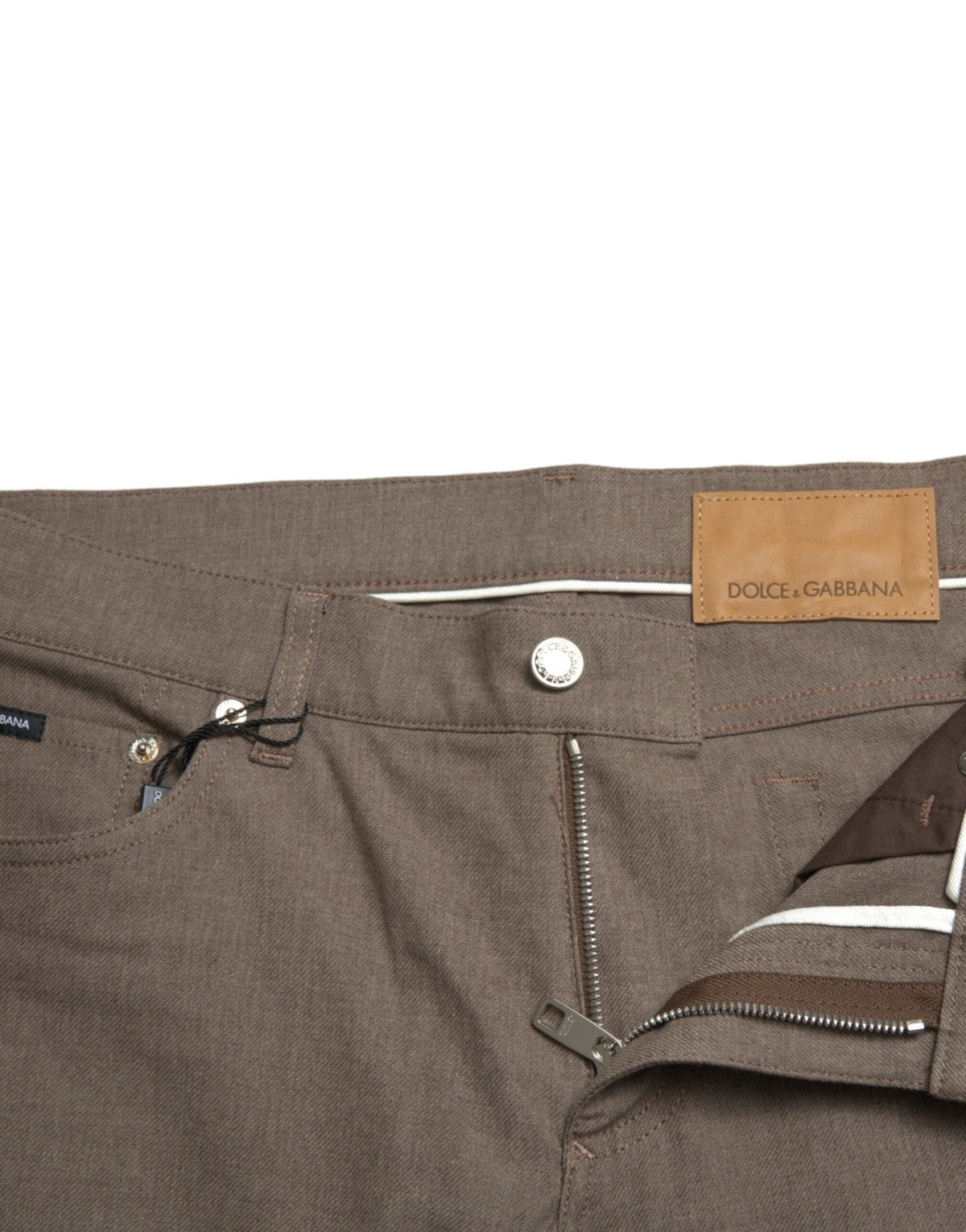 Pantalon skinny élégant en coton stretch marron Dolce &amp; Gabbana